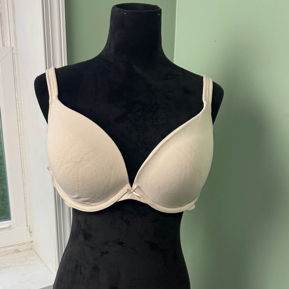 Cacique Cream Padded Underwire Bra with Bow Detail
